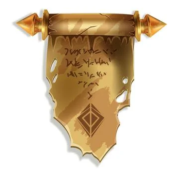 Ancient parchment scroll vector illustration, old paper roll antique document Illustrazione stock