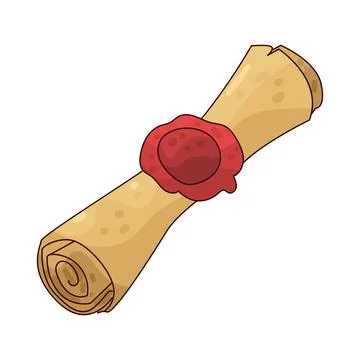 Ancient Parchment Scroll with Wax Seal illustration Иллюстрация