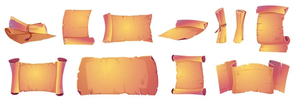 Ancient parchment scrolls, old manuscripts Illustrazione stock