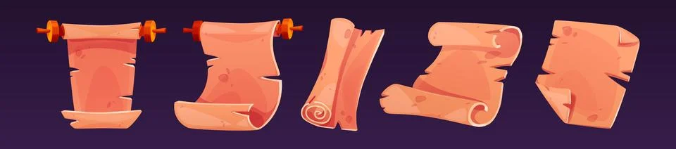 Ancient parchment scrolls set Stock Illustration