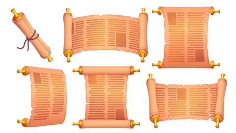 Ancient parchment torah scroll set cartoon vector 스톡 일러스트