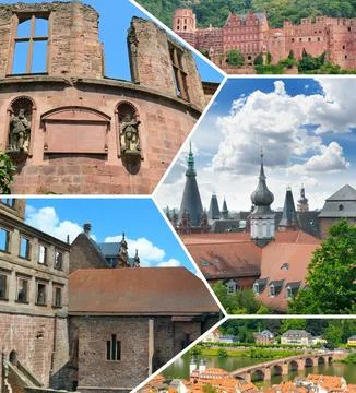 An ancient, partially ruined brick structure from Heidelberg Castle in Germ.. Stock-Fotos
