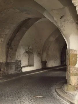 Ancient passageway through the walls into the old city Stock Photos