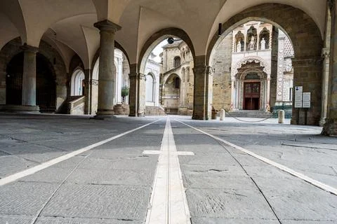 An ancient path through the old city of Bergamo Stock Photos