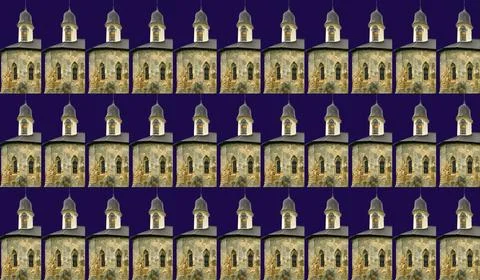 Ancient pattern of the old medieval stones towers Stock Illustration