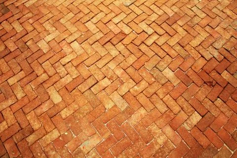 Ancient of pattern Red brick floor pavement stones Stock Photos