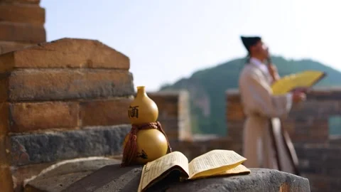 Ancient people climbed to high places, gazed into the distance, and pondered Stock Footage 336074481