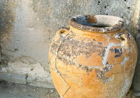  Ancient Phaistos Amphora A large amphora in the archaeological site of Ph... Stock Photos