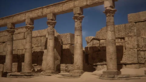 Ancient Pharaonic Temple with Ornate Columns–Ideal for Fantasy and Musical Film Stock Footage 290820337