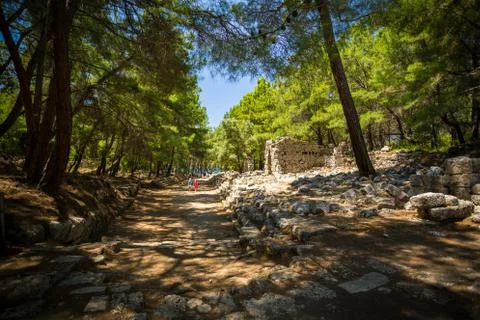 Ancient Phaselis's ruins. Stock Photos