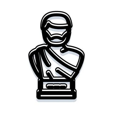Ancient philosopher bust statue black outline Stock Illustration