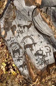 Ancient pictograms Stock Photos