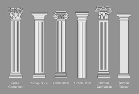 Ancient pillars set Stock Illustration