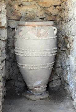 Ancient pithos in phaestus Stock Photos
