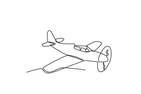 An ancient plane with a huge propeller in front of it Stock Illustration