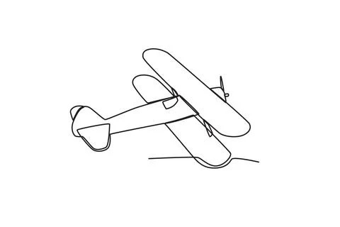 An ancient plane with two pairs of wings Stock Illustration