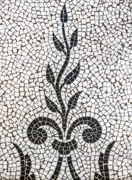 Ancient Plant Mosaic Tile Pattern Background Pattern Of Ancient Mosaic Til... 스톡 사진
