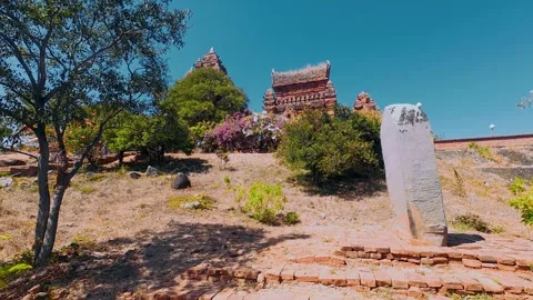 Ancient Po Klong Garai Cham Towers and Stone Monument Vietnam Stock Footage 335654252