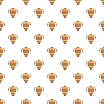 Ancient pottery amphora seamless pattern repeating background Stockillustratie