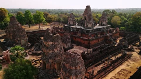 Ancient pre rup temple at angkor, cambodia, Aerial view. A majestic tenth Stock Footage 322520846