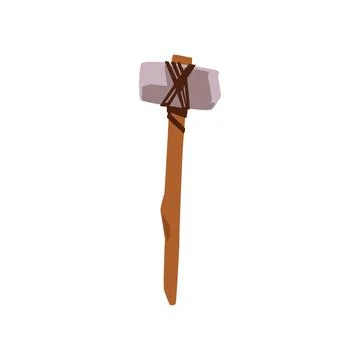 Ancient prehistoric weapon or working tool, flat vector illustration isolated. Illustrazione stock