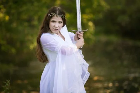 Ancient Princess with sword Stock Photos