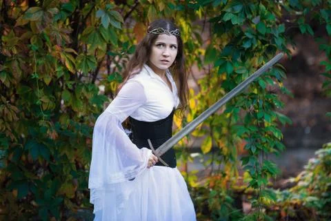 Ancient Princess with sword Stock Photos