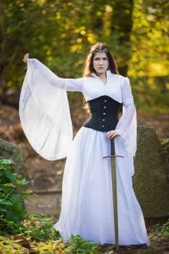 Ancient Princess with sword Stock Photos