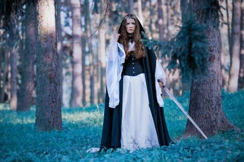 Ancient Princess with sword Stock Photos