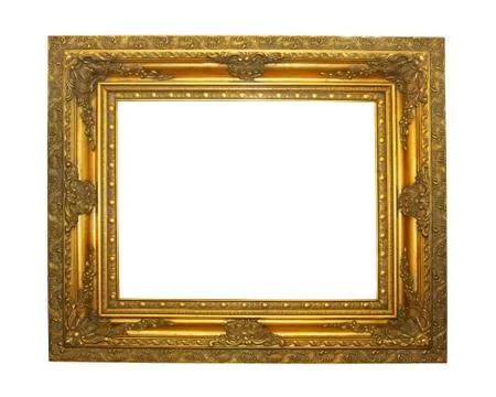 Ancient rectangular frame in pure gold color. Foto stock