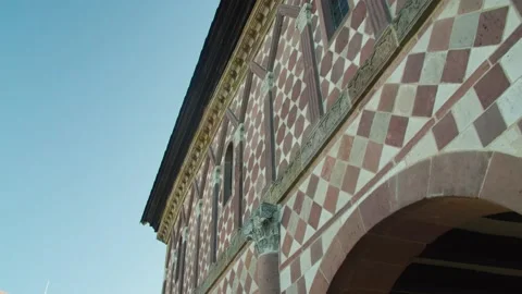  Ancient Red and White Facade of Lorsch Monastery Stock-Footage 166143432
