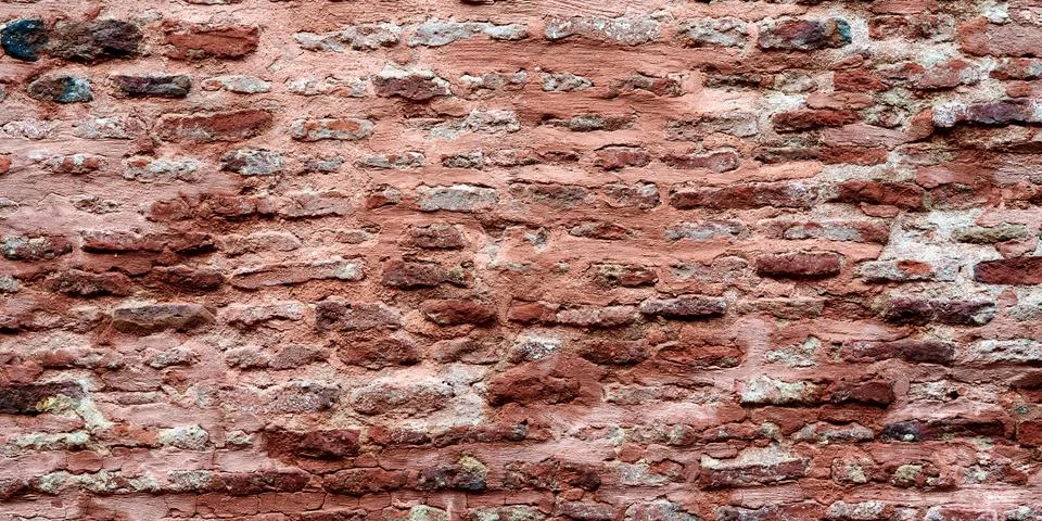 Ancient red brick wall of old house exterior, red brick texture on brickwor.. Stock Photos