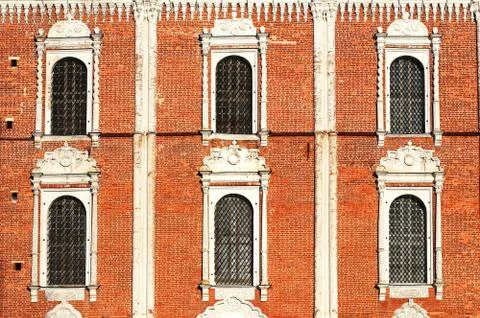 Ancient red brick wall Stock Photos