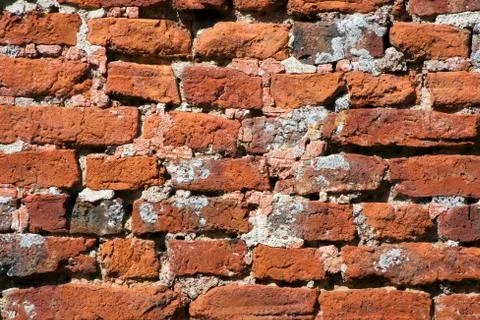 Ancient red brick wall Stock Photos
