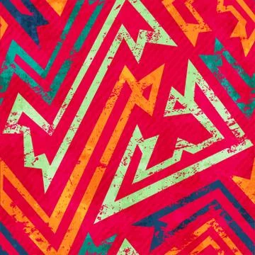 Ancient red seamless pattern with grunge effect Stock Illustration