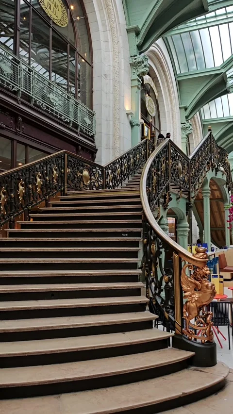 Ancient restaurant facade in Paris. Vertical video Stock Footage 297562380