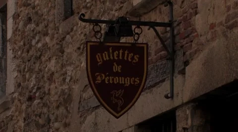 Ancient restaurant in medieval city Perouges in France Video stock 7736669