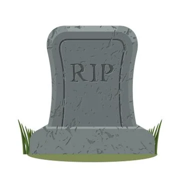 Ancient RIP. Grave isolated. Old gravestone with cracks. tomb on white backgr Stock Illustration