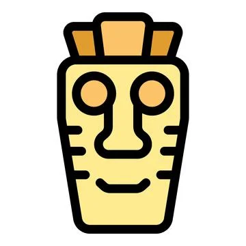 Ancient ritual mask representing polynesian culture with traditional headdres Stock Illustration