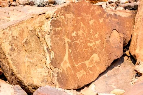 Ancient Rock Engravings Stock Photos