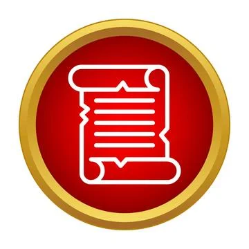 Ancient rolled papyrus scroll document line icon Stock Illustration
