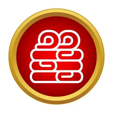 Ancient rolled scroll document icon in red circle Stock Illustration