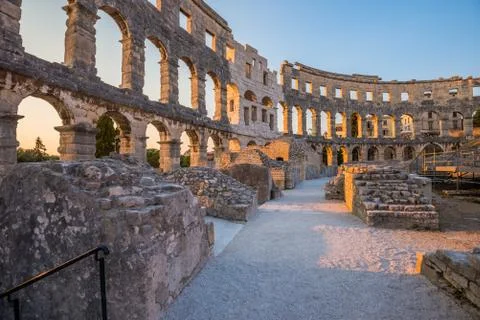 Ancient Roman Amphitheater in Pula, Croatia Stock Photos