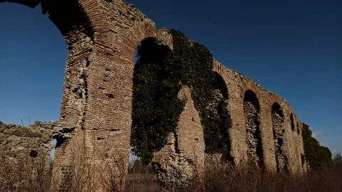 Ancient Roman aqueduct Stock Footage 126535472