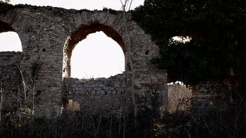 Ancient Roman aqueduct Stock Footage 126535571