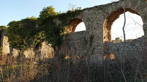 Ancient Roman aqueduct Stock Footage 126535580