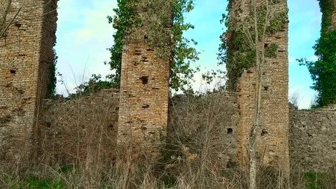 Ancient Roman aqueduct Stock Footage 126535739