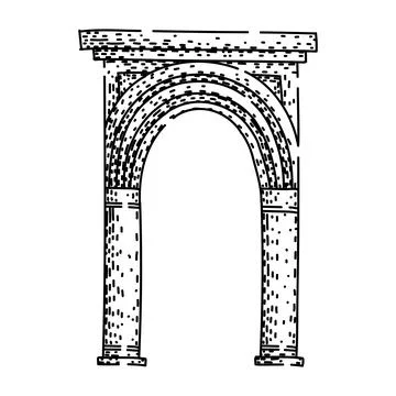 Ancient roman arch drawing architectural monument concept Ilustración de archivo