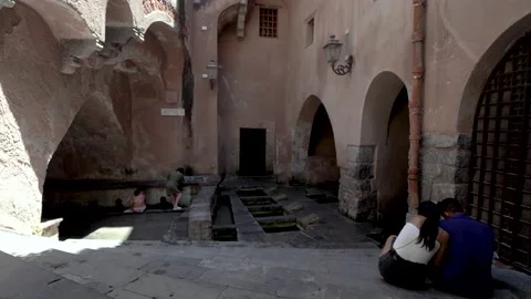 Ancient Roman Baths in Cefalu Stock Footage 161223812