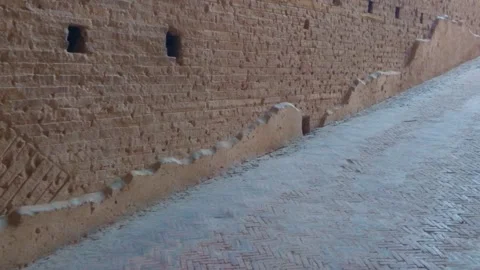 Ancient Roman Brick Corridor with Herringbone Floor Pattern Stock Footage 338008440